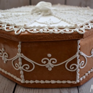 Mézeskalács doboz fehér hímzett, rózsás  - esküvő - emlék & ajándék - doboz - Meska.hu