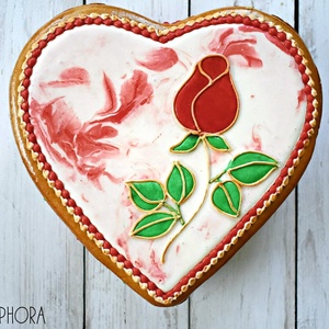 Mézeskalács doboz márványos alapon rózsa mintával - esküvő - emlék & ajándék - doboz - Meska.hu