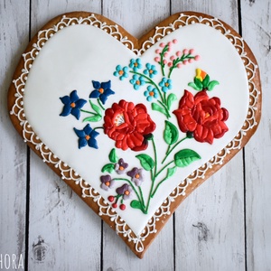  Mézeskalács nagy szív kalocsai mintával 5., Otthon & Életmód, Dekoráció, Dísztárgy, Mézeskalácssütés, MESKA