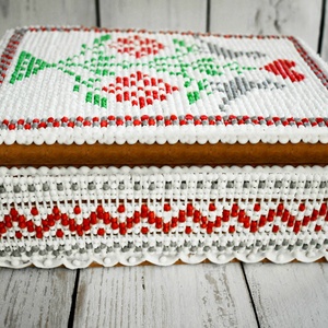 Mézeskalács doboz keresztszemes hímzés mintával - otthon & életmód - dekoráció - asztal és polc dekoráció - díszdoboz - Meska.hu