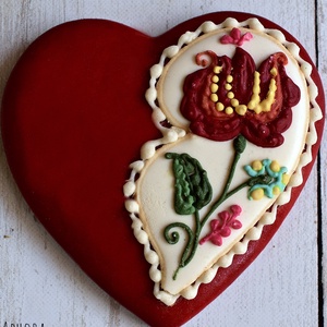 Mézeskalács szív kalocsai mintával (kicsi), Otthon & Életmód, Dekoráció, Dísztárgy, Mézeskalácssütés, MESKA