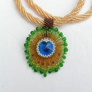 Lady Peacock - pávatoll nyaklánc swarovskival - ékszer - nyaklánc - medálos nyaklánc - Meska.hu