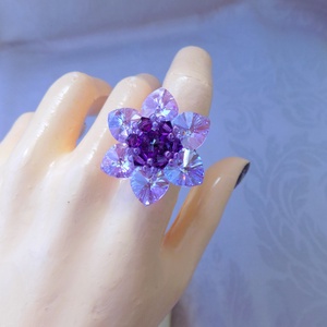 Lotus - Amethist swarovski gyűrű  - ékszer - gyűrű - gyöngyös gyűrű - Meska.hu