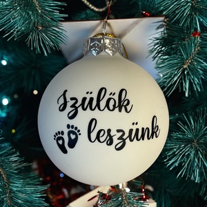 Szülők leszünk 8 cm-es üveggömb., Karácsony, Karácsonyi lakásdekoráció, Karácsonyfadíszek, Mindenmás, MESKA