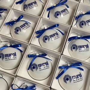 Egyedi céges ajándék, logózott 8 cm-es üveggömb., Karácsony, Karácsonyi lakásdekoráció, Karácsonyfadíszek, Mindenmás, MESKA