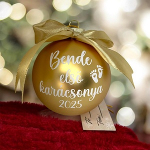 Díszdoboz + Első karácsony egyedi 8 cm-es üveggömb., Karácsony, Karácsonyi lakásdekoráció, Karácsonyfadíszek, Mindenmás, MESKA