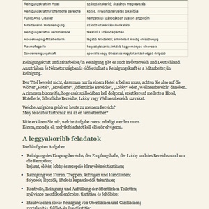 Német nyelv szállodai takarítóknak E-book Szakmai német szókincs takarítóknak Letölthető PDF - könyv & zene - könyv - Meska.hu