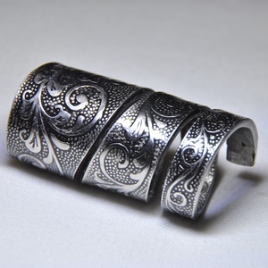 Hosszú, egyedi mintás csavart fém gyűrű (GY008), Ékszer, Gyűrű, Figurális gyűrű, Ékszerkészítés, Fémmegmunkálás, MESKA