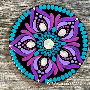 Lila harmónia  kézzel festett mandalás alátét készlet(10 cm) - otthon & életmód - konyhafelszerelés, tálalás - tálalás - tányér- és poháralátét - Meska.hu