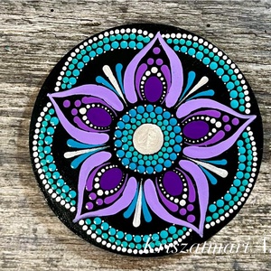Lila harmónia  kézzel festett mandalás alátét készlet(10 cm) - otthon & életmód - konyhafelszerelés, tálalás - tálalás - tányér- és poháralátét - Meska.hu