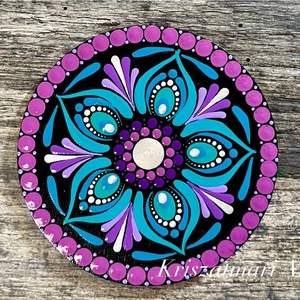 Lila harmónia  kézzel festett mandalás alátét készlet(10 cm) - otthon & életmód - konyhafelszerelés, tálalás - tálalás - tányér- és poháralátét - Meska.hu