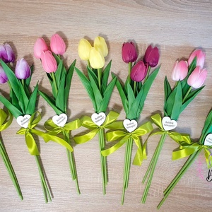 DEKOR TULIPÁN KÖTEG 8 SZÍNBEN TÁBLÁCSKÁVAL - otthon & életmód - dekoráció - virágdísz és tartó - virágbox, virágdoboz - Meska.hu