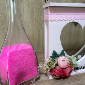 ESKÜVŐI HOMOKÖNTŐ SZETT VIRÁGOS MAGENTA-SZÜRKE  CSIPKÉS - esküvő - emlék & ajándék - nászajándék - ceremónia szett - Meska.hu
