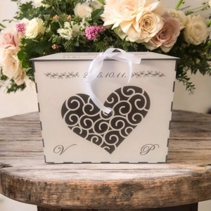 Esküvői Pénzgyűjtő Doboz Francia szíves - esküvő - emlék & ajándék - nászajándék - esküvői pénzátadó doboz - Meska.hu