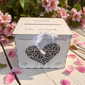 Esküvői Pénzgyűjtő Doboz Francia szíves, Esküvő, Emlék & Ajándék, Nászajándék, Esküvői pénzátadó doboz, Famegmunkálás, MESKA