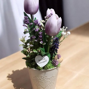Nőnapi Dekor Tulipán Kaspóban, Otthon & Életmód, Virágdekoráció, Virágok, Virágcsokor, , MESKA