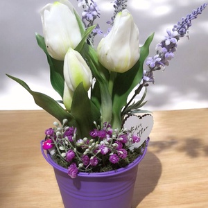 Nőnapi Dekor Tulipán Kaspóban, Otthon & Életmód, Virágdekoráció, Virágok, Virágcsokor, , MESKA