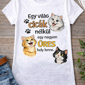 állatos Női Póló Cicás Fehér, Ruha & Divat, Női ruha, Póló, felső, Fotó, grafika, rajz, illusztráció, 100% pamut. 
XS-XL
Színe fehér., MESKA