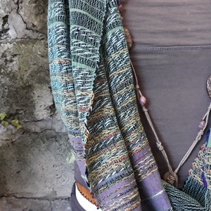 Almazöld-lila őszi-téli körkendő - ruha & divat - sál, sapka, kendő - sál - Meska.hu