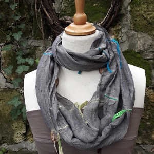 Füstszürke len- körkendő - ruha & divat - sál, sapka, kendő - kendő - Meska.hu