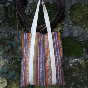 Vidám, csíkos, újrahasznos gyapjúszatyorka - táska & tok - bevásárlás & shopper táska - shopper, textiltáska, szatyor - Meska.hu