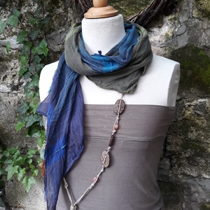 Fűzöld- középkék-ultramarin kendőcske - ruha & divat - sál, sapka, kendő - kendő - Meska.hu