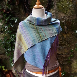 Vizeskékes-olívás színátmenetes -kendő - ruha & divat - sál, sapka, kendő - kendő - Meska.hu