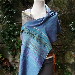 Vizeskékes-olívás színátmenetes -kendő - ruha & divat - sál, sapka, kendő - kendő - Meska.hu