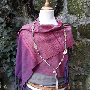 Mályvapiros őszilevél-kendő - ruha & divat - sál, sapka, kendő - kendő - Meska.hu