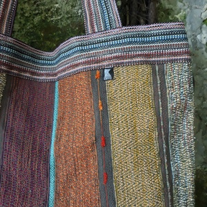 Szalagfüles pakolós földszínekben  - táska & tok - bevásárlás & shopper táska - shopper, textiltáska, szatyor - Meska.hu