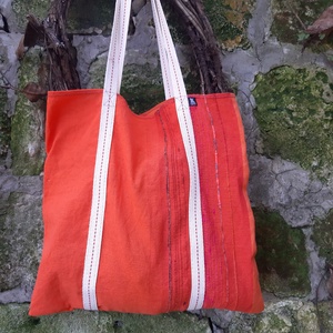 Mandarinsárga pamutszatyorka, Táska & Tok, Bevásárlás & Shopper táska, Shopper, textiltáska, szatyor, Szövés, Varrás, MESKA