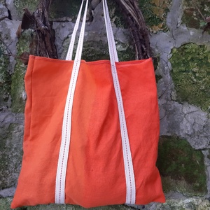Mandarinsárga pamutszatyorka - táska & tok - bevásárlás & shopper táska - shopper, textiltáska, szatyor - Meska.hu