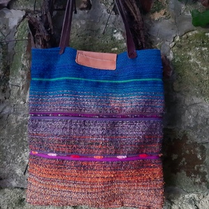 Enciánkék átmenetes újraszatyor - táska & tok - bevásárlás & shopper táska - shopper, textiltáska, szatyor - Meska.hu