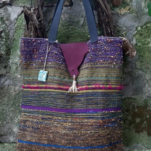 Lilabarna átmenetes újraszatyor, Táska & Tok, Bevásárlás & Shopper táska, Shopper, textiltáska, szatyor, Szövés, Varrás, MESKA