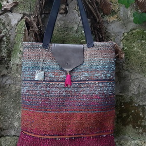 Jégkék-mályva átmenetes újraszatyor, Táska & Tok, Bevásárlás & Shopper táska, Shopper, textiltáska, szatyor, Szövés, Varrás, MESKA