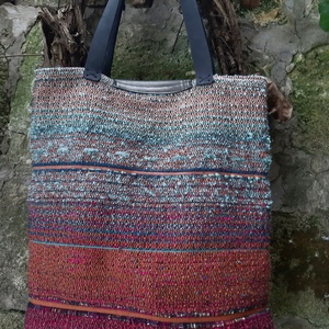 Jégkék-mályva átmenetes újraszatyor - táska & tok - bevásárlás & shopper táska - shopper, textiltáska, szatyor - Meska.hu