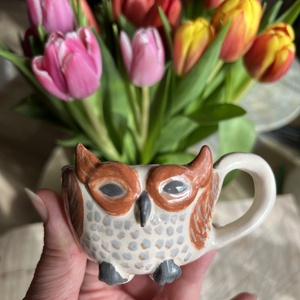 Bagoly formájú kézműves pálinkás pohár / mini csésze. Kézzel készült, egyedi darab - Meska.hu