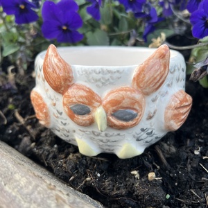 Kézzel festett baglyos kerámia tálka  - otthon & életmód - konyhafelszerelés, tálalás - tálalás - tányér & étkészlet - Meska.hu