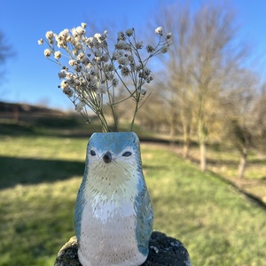 Tavaszi Hírnök � Kézzel festett kerámia madárka váza, Otthon & Életmód, Virágdekoráció, Virágtartó, Váza, Kerámia, MESKA