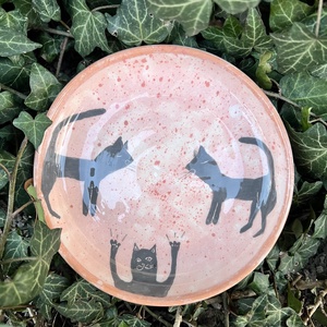 Kézzel festett  kerámia tál � Fekete macskák , Otthon & Életmód, Konyhafelszerelés, tálalás, Tálalás, Tányér & Étkészlet, Agyagozás, MESKA