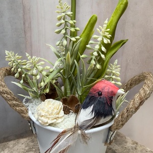 Bádogkaspós asztali dísz - ünnepi díszek, dekorációk - húsvéti díszek és dekorációk - húsvéti asztaldíszek - Meska.hu