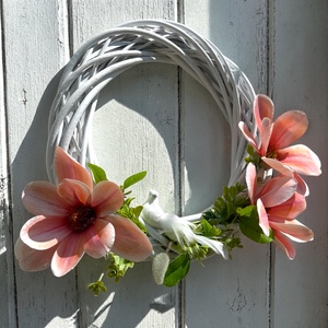  Fehér magnóliás ajtódísz galambbal � tavaszi kopogtató - otthon & életmód - dekoráció - ajtó- és ablak dekoráció - ajtódísz & kopogtató - Meska.hu