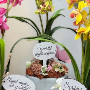  Orchideás asztaldísz pillangóval � elegáns, modern dekoráció  - otthon & életmód - dekoráció - asztal és polc dekoráció - asztaldísz - Meska.hu