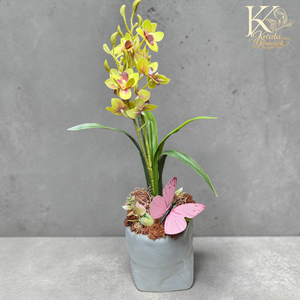 Orchideás asztaldísz pillangóval � elegáns, modern dekoráció  - Meska.hu