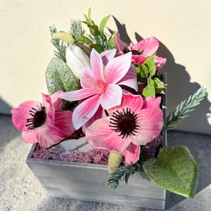  Virágbox pipaccsal és magnóliával � Anyák napi ajándék  - otthon & életmód - dekoráció - asztal és polc dekoráció - asztaldísz - Meska.hu