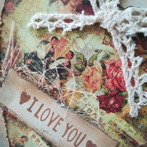 I LOVE YOU - egyedi szívecskés képeslap csipkével - otthon & életmód - papír, írószer - ajándékozás kellékei - képeslap, üdvözlőlap - Meska.hu