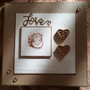 LOVE - CICUS PÖTTYÖS SZÍVVEL ARANYBAN- 1 db képeslap , Otthon & Életmód, Papír, írószer, Képeslap, üdvözlőlap, Ajándékozás kellékei, Papírművészet, MESKA