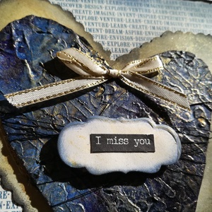 I MISS YOU - kék szívecskés képeslap - otthon & életmód - papír, írószer - ajándékozás kellékei - képeslap, üdvözlőlap - Meska.hu