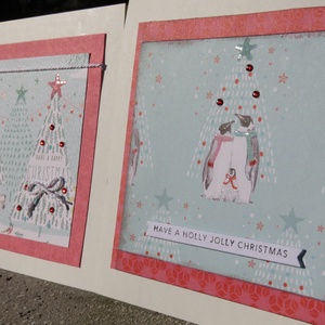 Pingvin család + jegesmedve - 2 db képeslap - karácsony - karácsonyi ajándékozás - karácsonyi képeslap, üdvözlőlap, ajándékkísérő - Meska.hu