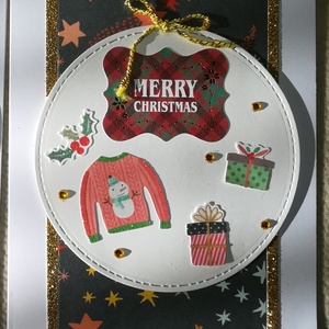 Pulóveres - 1 db képeslap, Karácsony, Karácsonyi ajándékozás, Karácsonyi képeslap, üdvözlőlap, ajándékkísérő, Papírművészet, MESKA